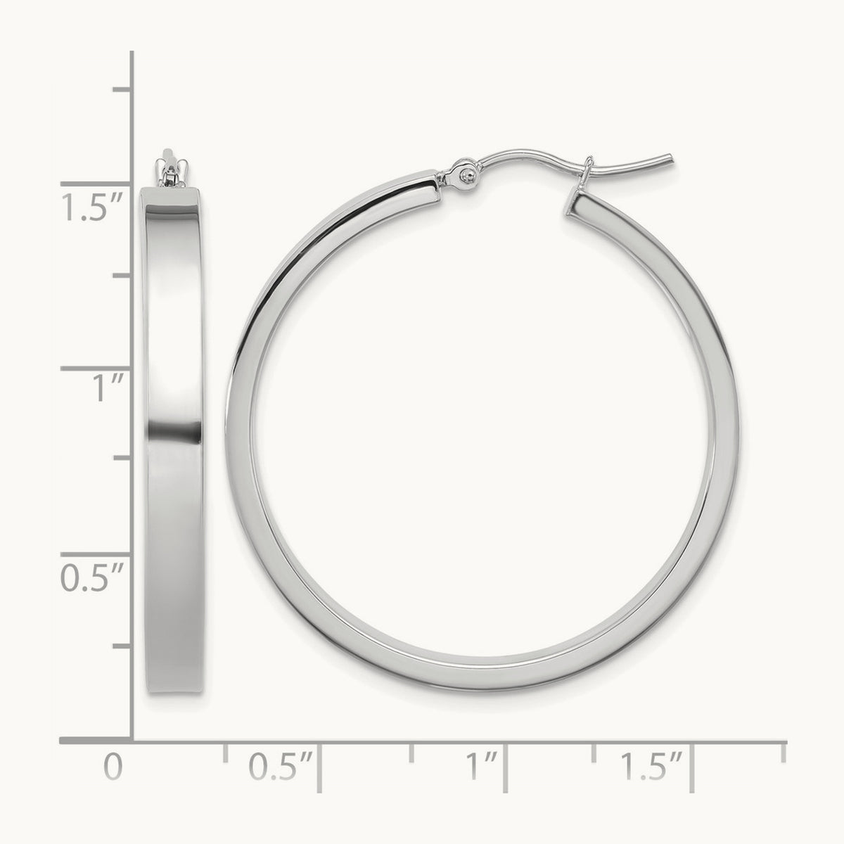 Polished Hoop Earring, 35mm, 4mm wide in 14K White Gold