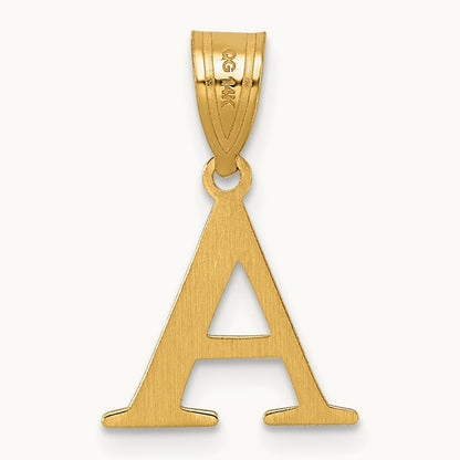 Polished Etched Letter A Initial Pendant, 14K