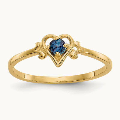 Synthetic Alexandrite Birthstone Heart Ring, 14K