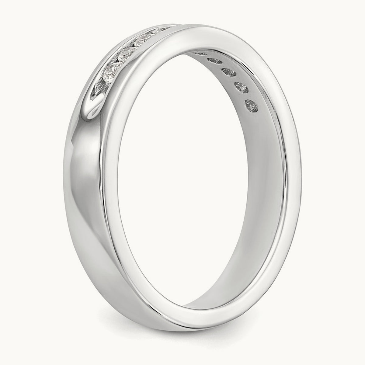 10-Stone Diamond Channel Band, 14K White Gold