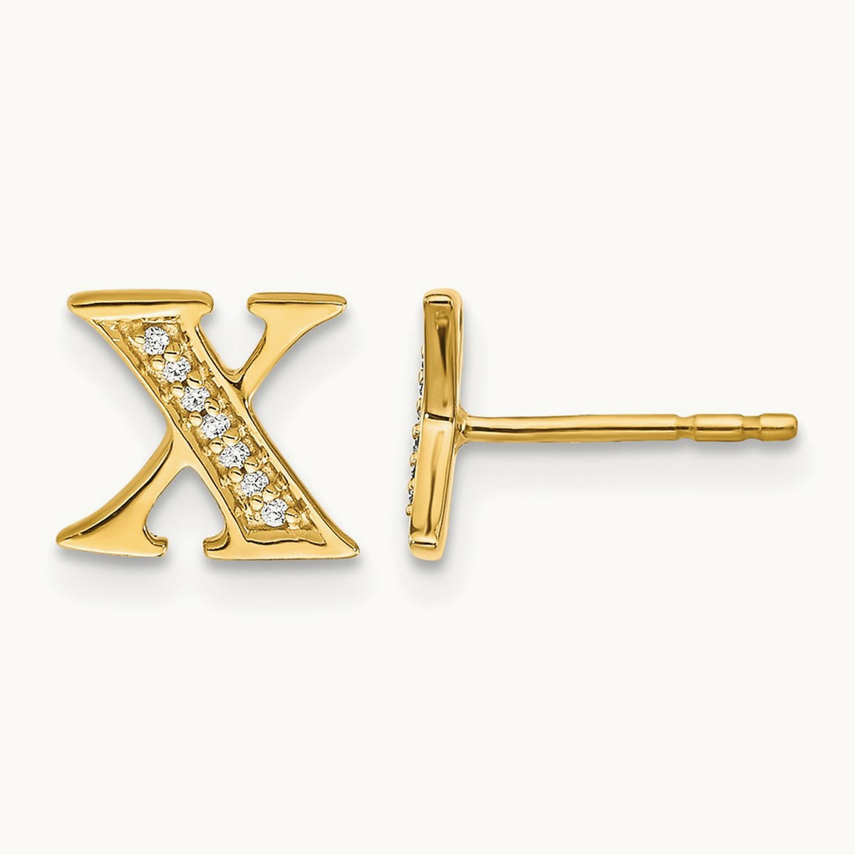 Diamond Earrings — 14K Yellow Gold, 8mm, X