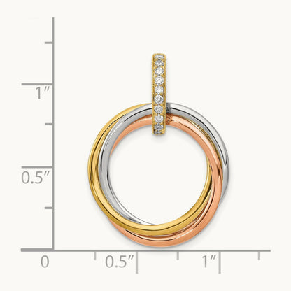 Tri-color 1/10ct. Diamond Intertwined Circles Pendant, 14K