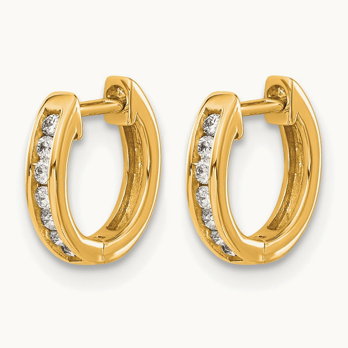 Hinged Hoop Earrings, 0.10 ct tw Lab-Grown Diamond — 14K Yellow Gold