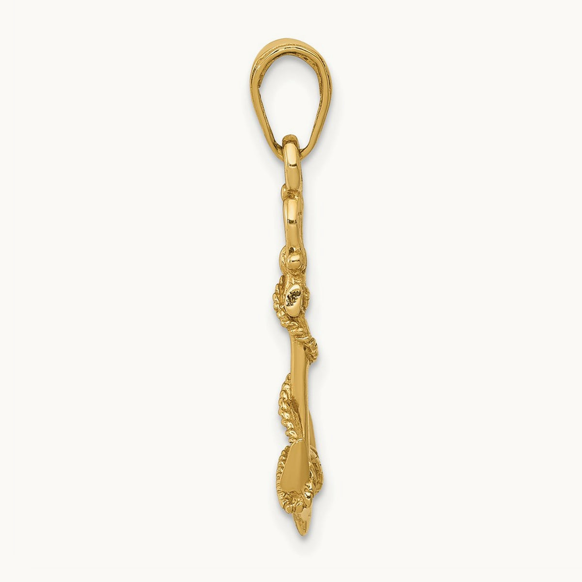 3-D Anchor w/Shackle and Entwined Rope Pendant, 14K