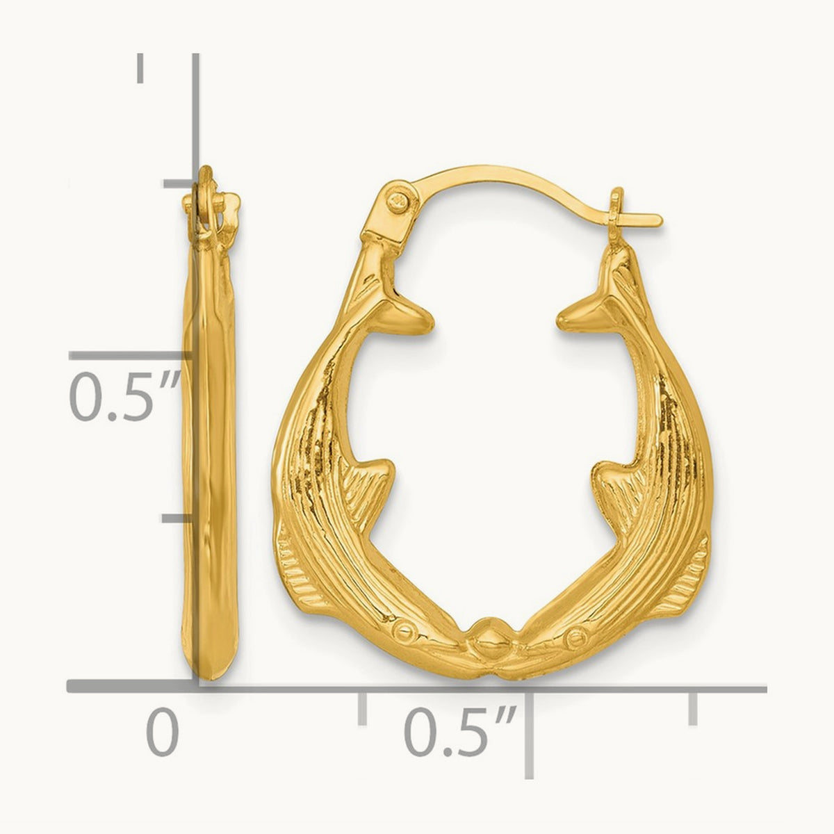 Polished Whale Hoop Earrings, 14K
