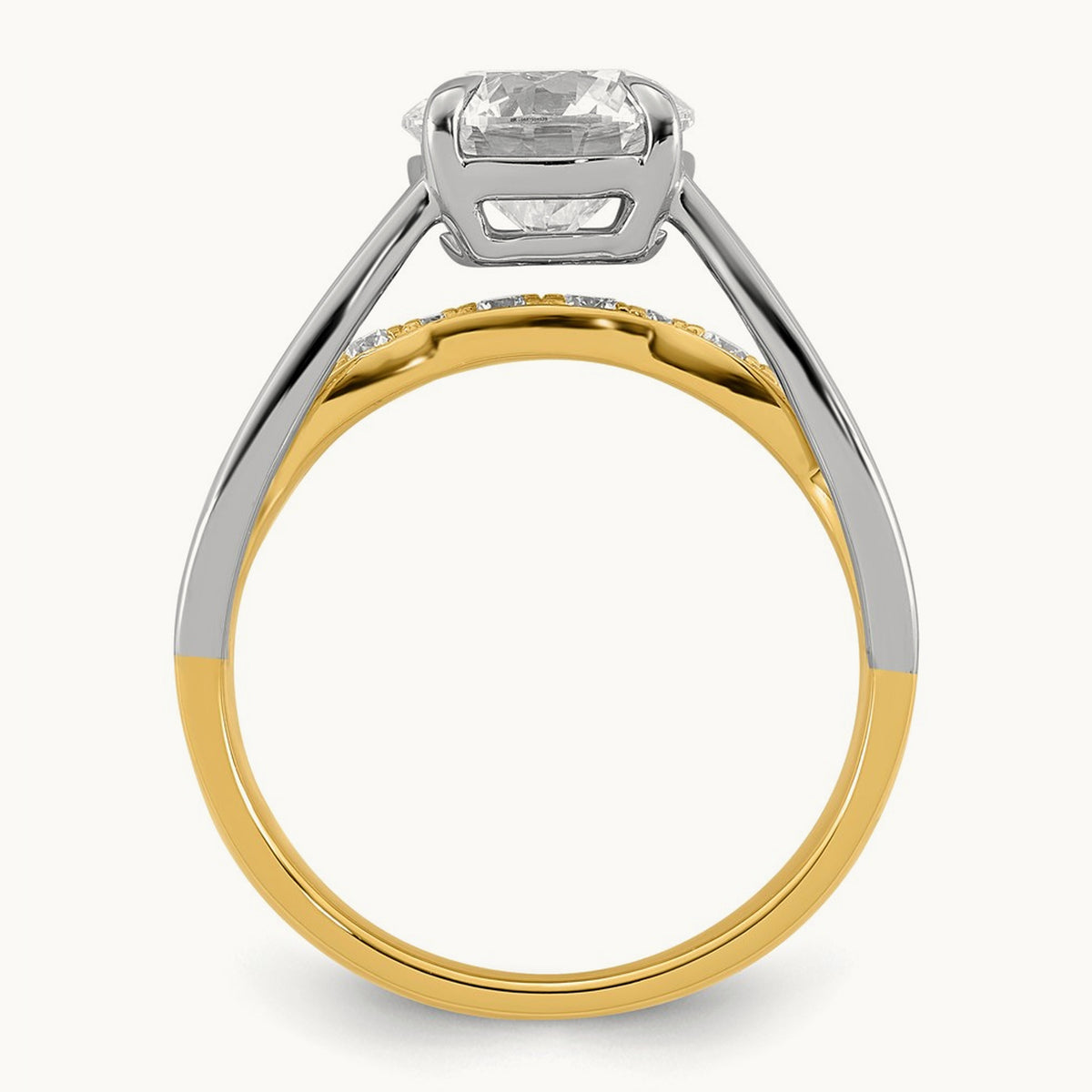 14ktt Certified Round Center Lab Grown Diamond VS+ F+ Ring