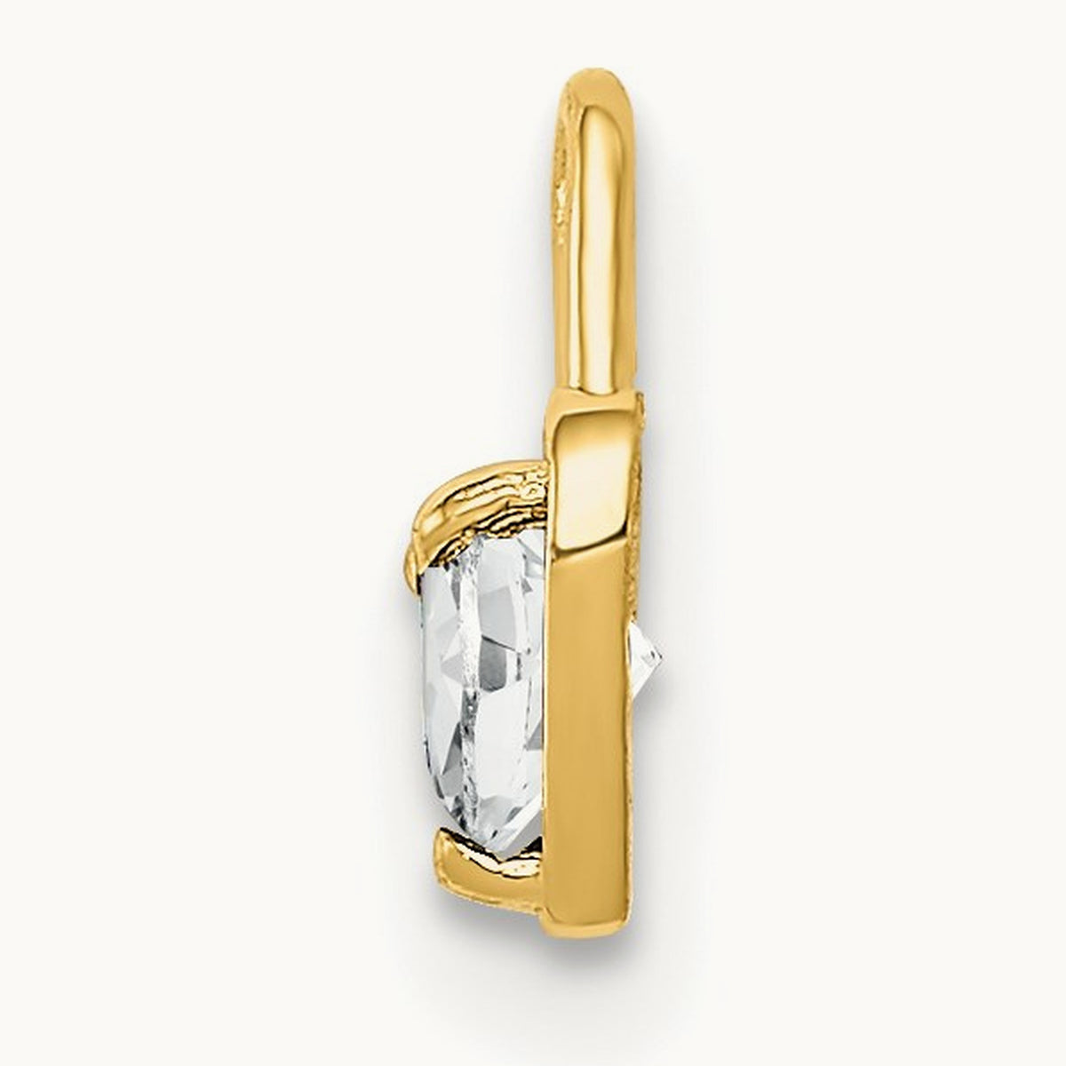 April Synthetic Birthstone Heart Charm — 14K Yellow Gold