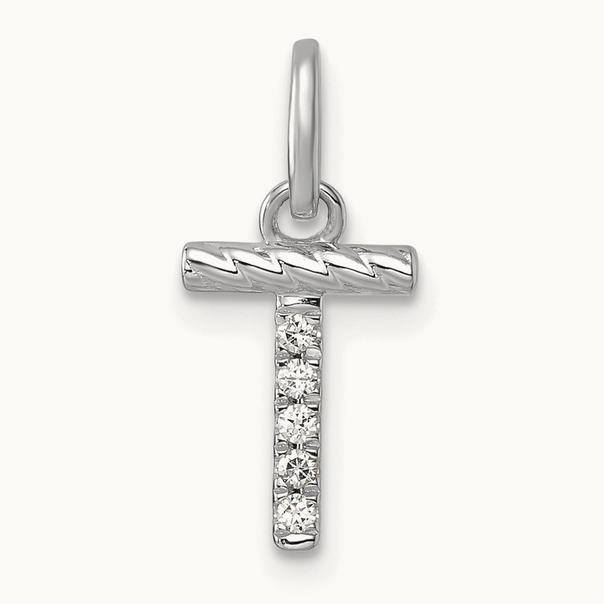 Twisted Diamond Charm — 14K White Gold, T