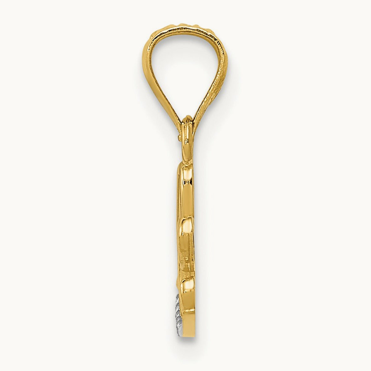 w/Rhodium Diamond-cut LOVE Pendant, 14K