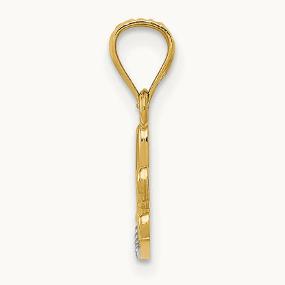 w/Rhodium Diamond-cut LOVE Pendant, 14K
