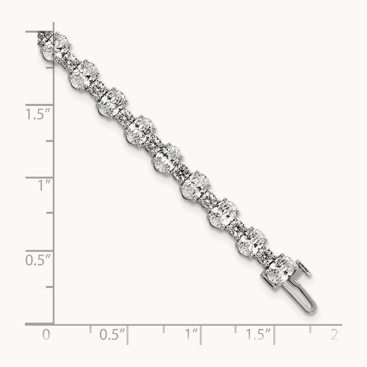 Oval/Round Tennis Bracelet, 11.00 ct tw Lab-Grown Diamond — 14K White Gold
