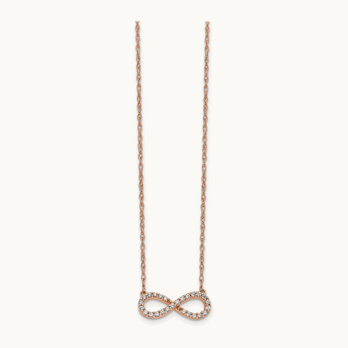 Polished Diamond Infinity Symbol 18 inch Necklace — 14K Rose Gold