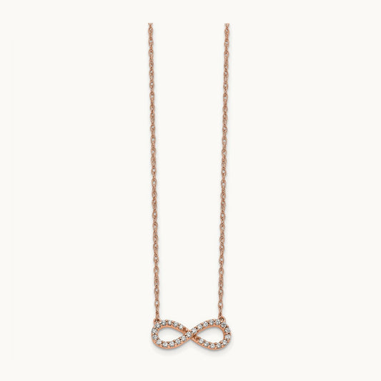 Polished Diamond Infinity Symbol 18 inch Necklace