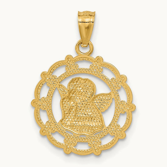 w/Rhodium Angel Pendant, 14K