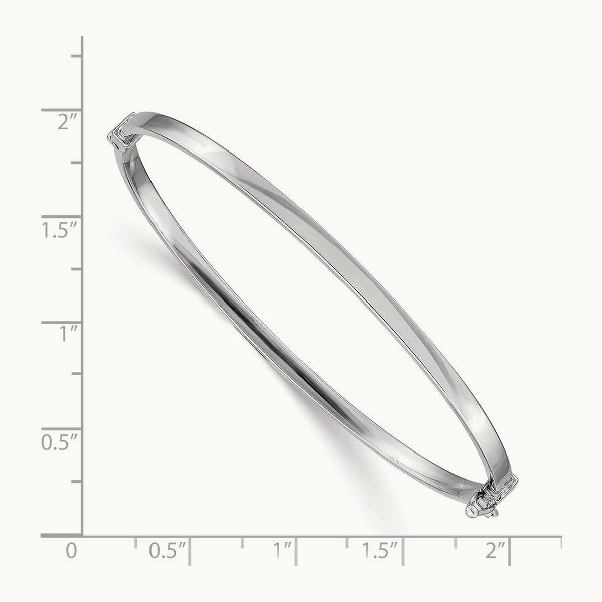 Polished Hinged Bangle Bracelet — 14K White Gold