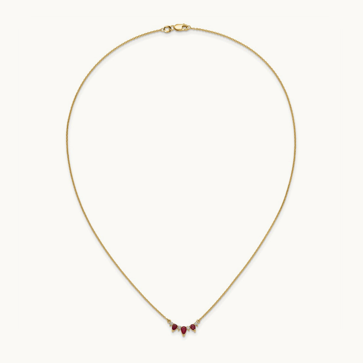 Ruby and Diamond 18 inch Necklace, 14K