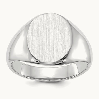 11.0x13. Open Back Signet Ring, 0mm, 14K White Gold