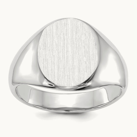 11.0x13. Open Back Signet Ring, 0mm, 14K White Gold