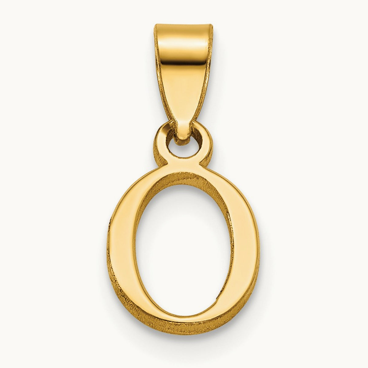 Polished Block Initial Pendant — 14K Yellow Gold, O