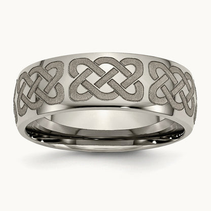 Polished Celtic Laser Design Band — photo set