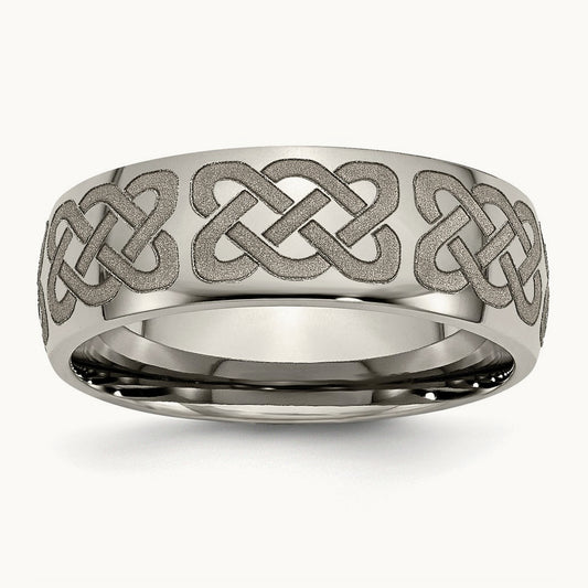 Polished Celtic Laser Design Band — photo set