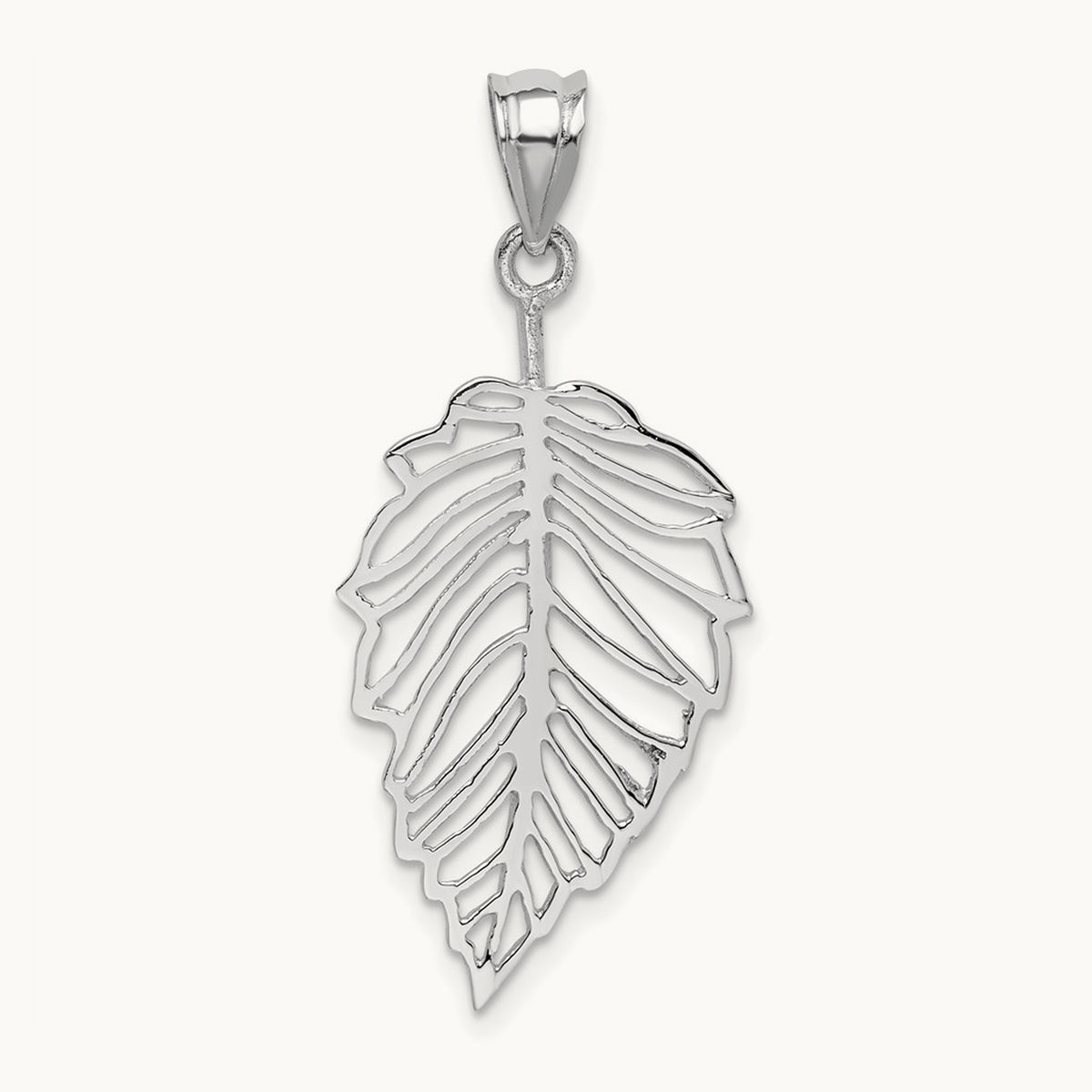 Polished Leaf Pendant, 14K White