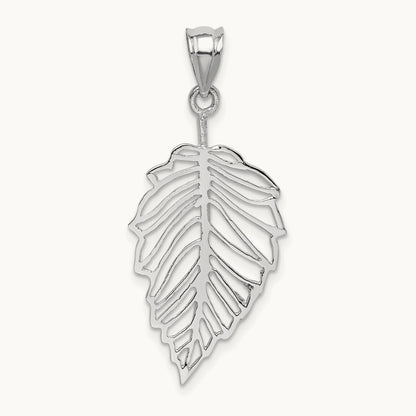 Polished Leaf Pendant, 14K White