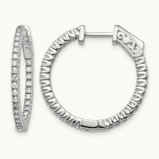 Safety Clasp in/Out Hoop Earrings, 0.50 ct tw Lab-Grown Diamond