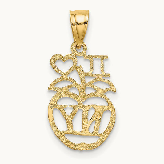 I HEART NY Apple Charm, 14K