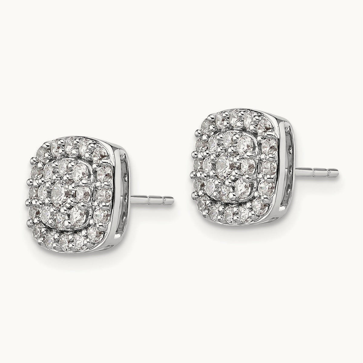 Square Halo Post Earrings, 0.75 ct tw Lab-Grown Diamond — 14K White Gold