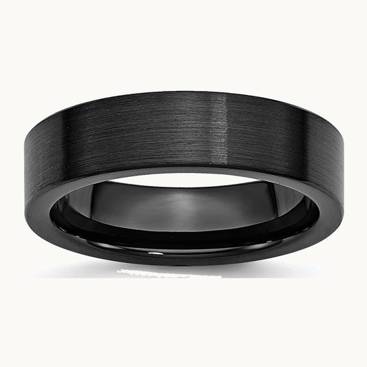 Chisel Black Ceramic Flat 6mm Brushed Band