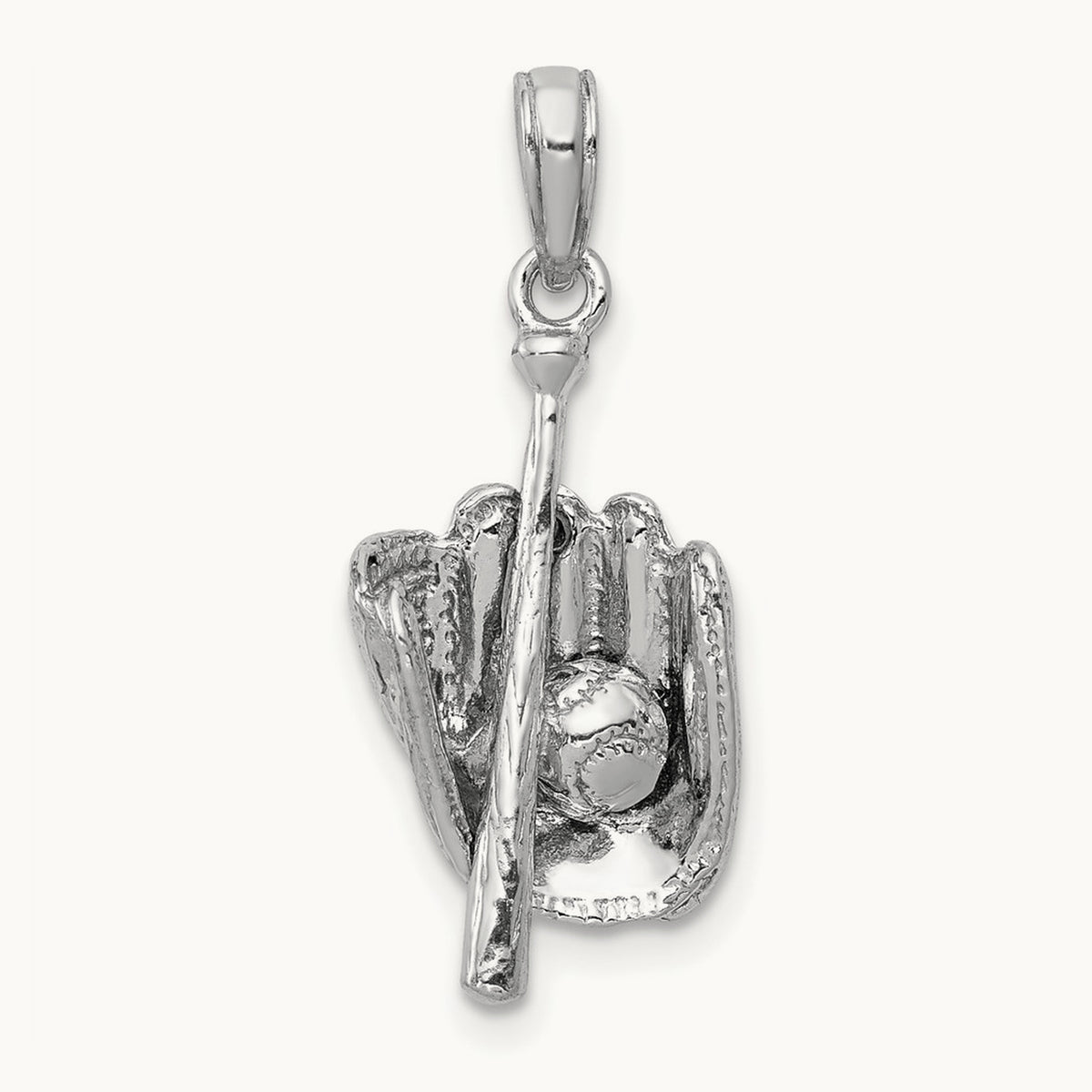 Polished 3-D Glove/Bat/Baseball Pendant