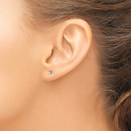 Diamond Stud Thread on/off Post Earrings — 14K Yellow Gold, 2.4mm