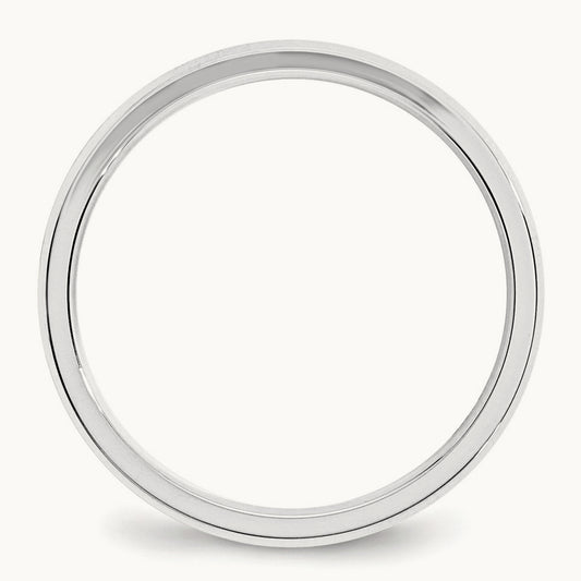 Bevel Edge Comfort Fit Band, 3mm, 10K White Gold