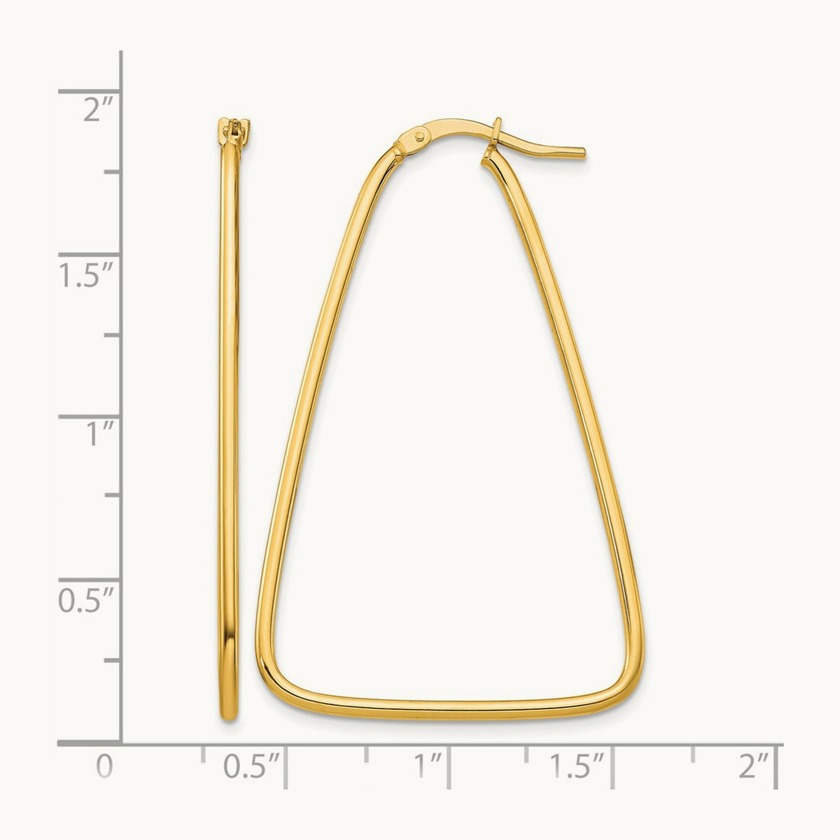 Polished Large Triangle Dangle Hoop Earrings, 1.5mm, 14K