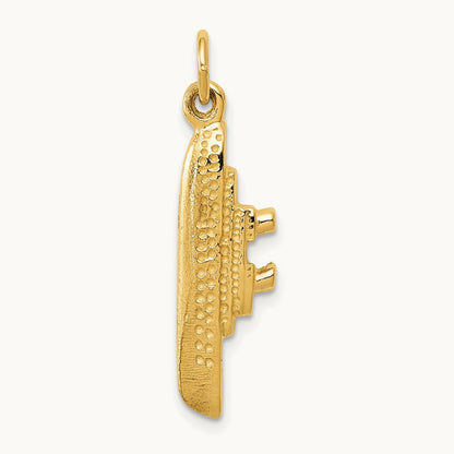 Solid Polished 3-D Cruise Ship Charm, 14K