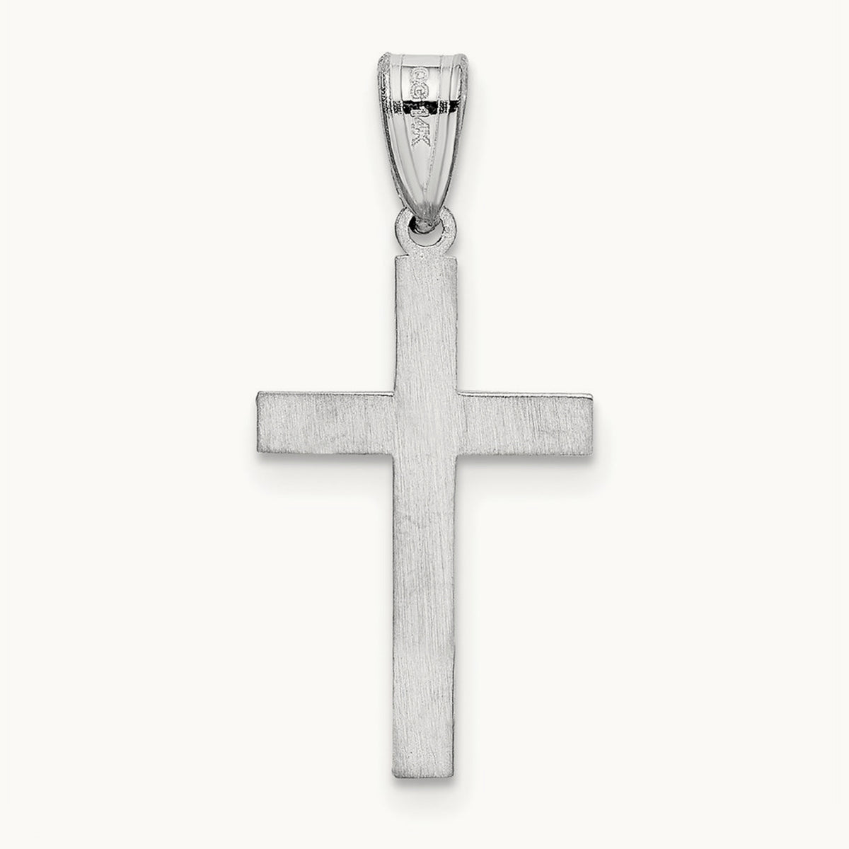 Floral Cross Charm — 14K White Gold