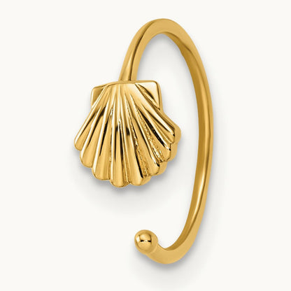 20 Gauge Scallop Shell Nose Ring / Ear Cuff, 14K