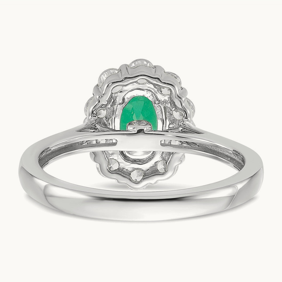 Created Emerald Halo Ring, 0.50 ct tw Lab-Grown Diamond — photo set