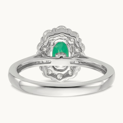 Created Emerald Halo Ring, 0.50 ct tw Lab-Grown Diamond — photo set