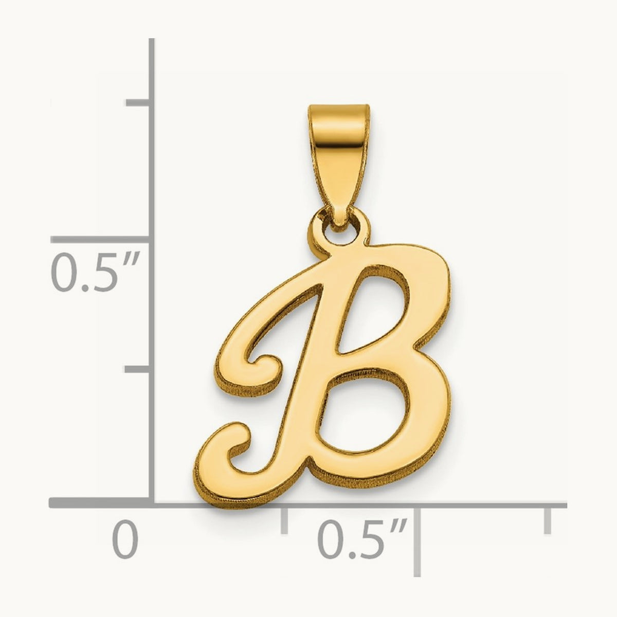 Script Letter B Initial Pendant, 14K Yellow Gold