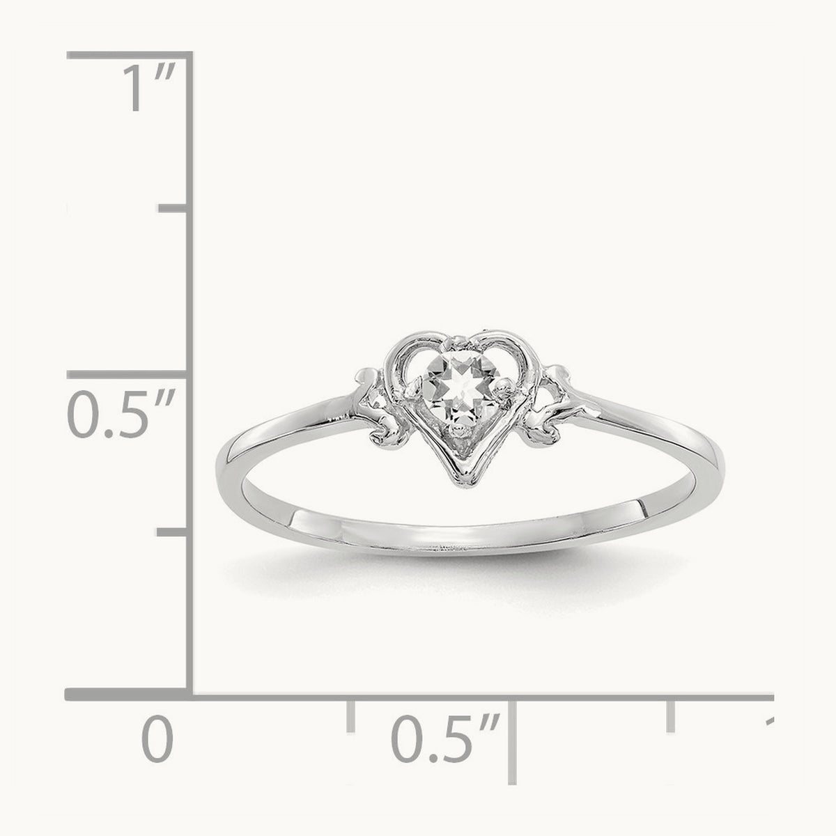 Topaz Birthstone Heart Ring — 14K White Gold, 7