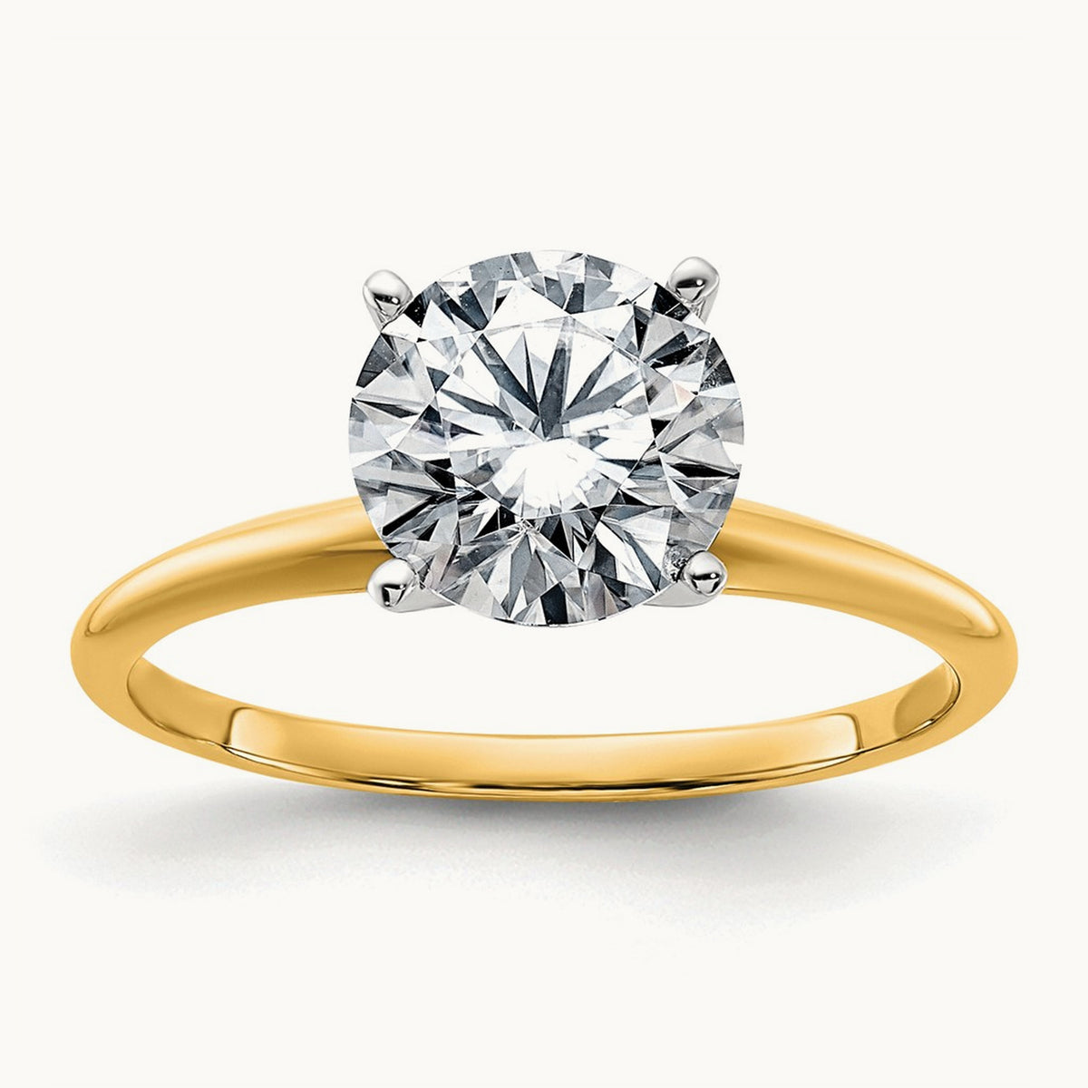Round Solitaire Engagement Ring, 2.00 ct tw Lab-Grown Diamond — 14K Two-Tone