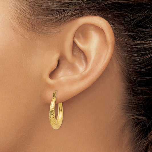 Diamond Cut Hollow Hoop Earrings — 14K Yellow Gold