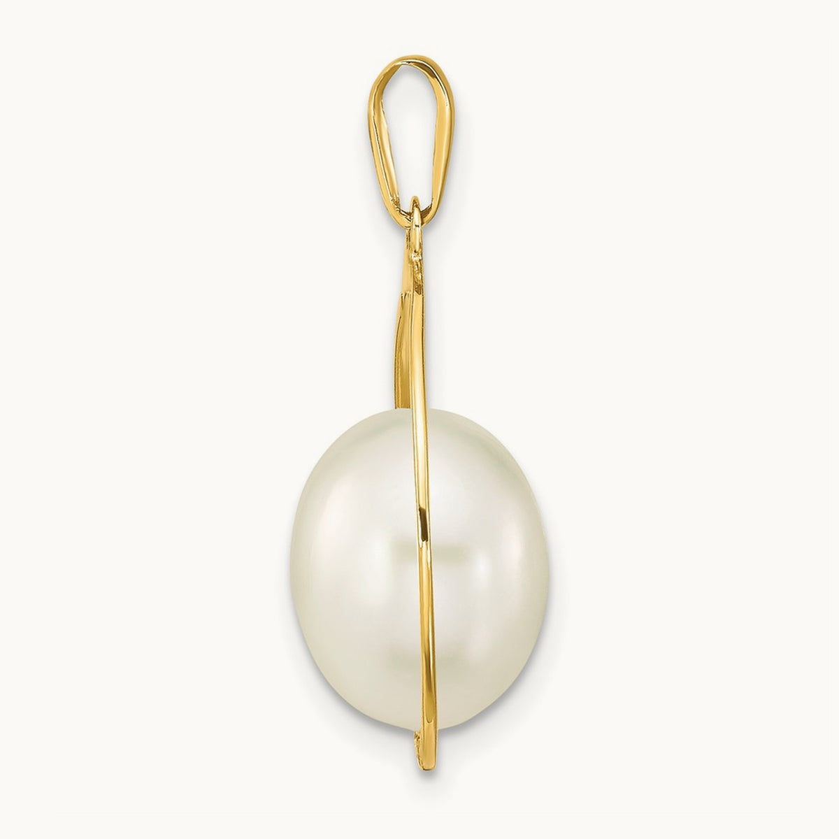 9- White Rice Freshwater Cultured Pearl Pendant, 14K