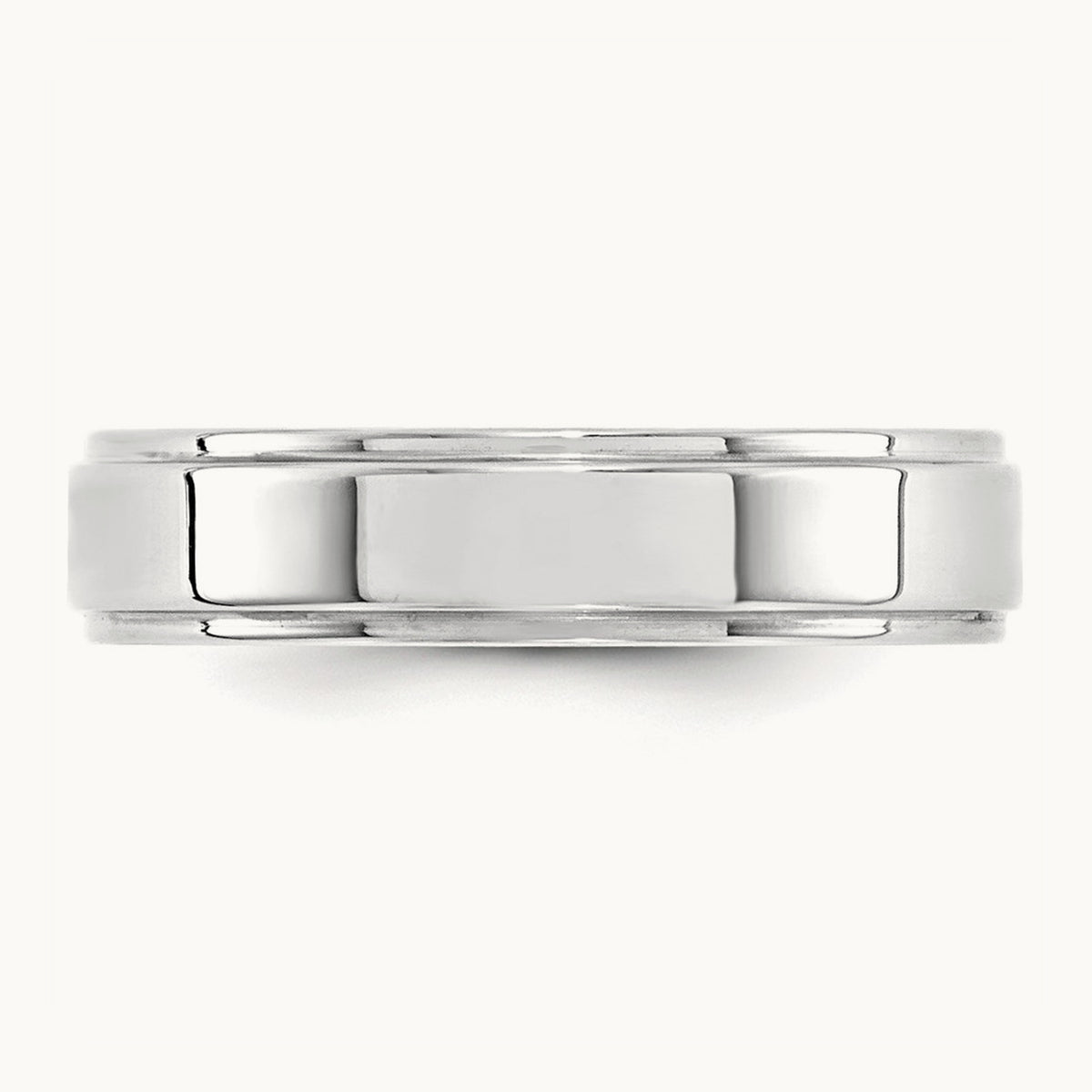 Flat with Step Edge Band, 5mm, 10K White Gold