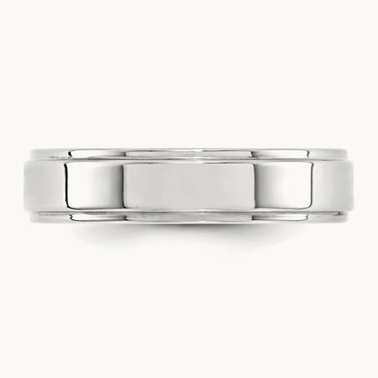 Flat with Step Edge Band, 5mm, 10K White Gold