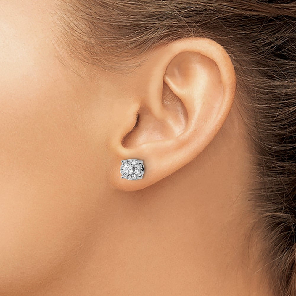 Round Halo Post Earrings, 1.00-2.00 ct tw Lab-Grown Diamond — 1 1/2 ct (2)