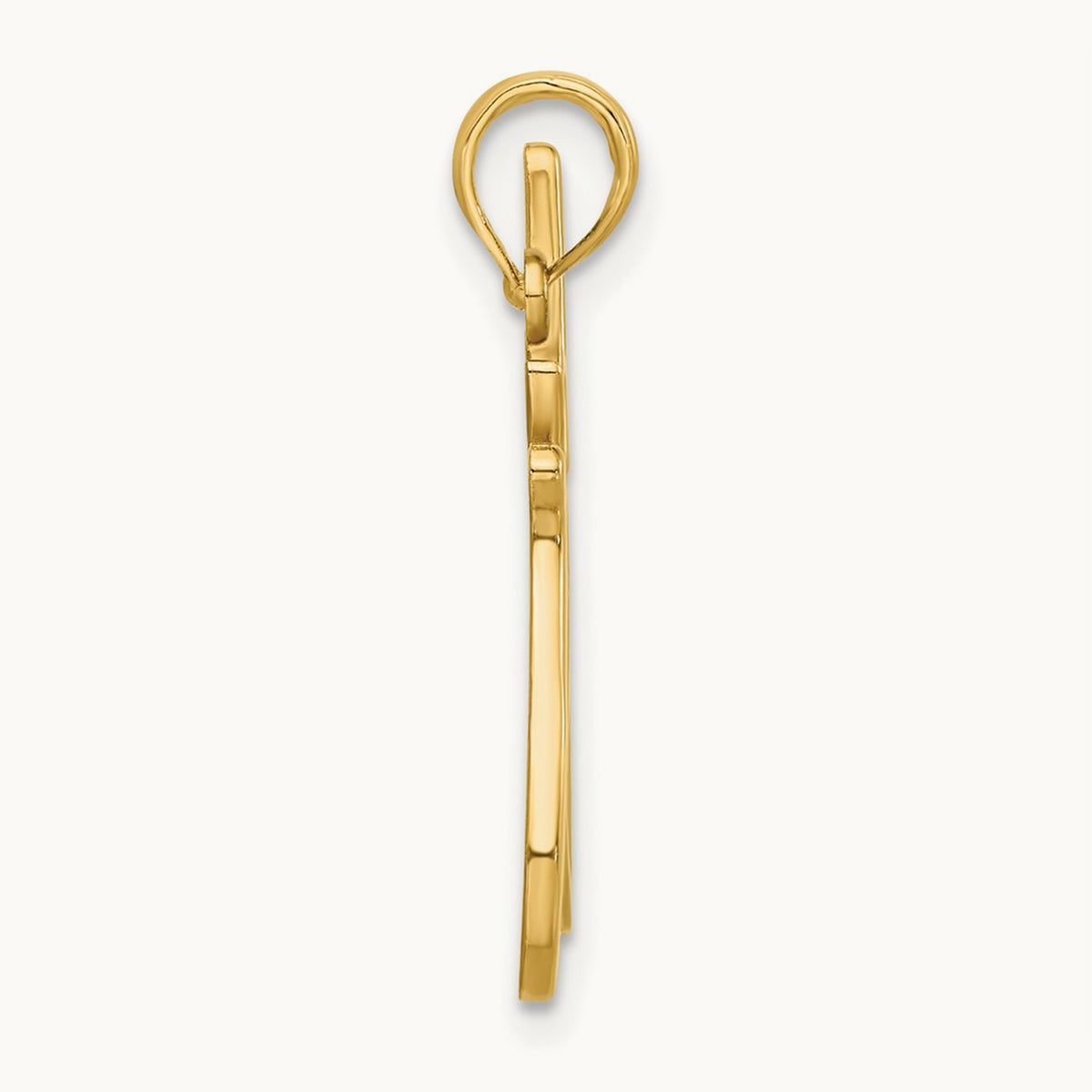 Polished Cat Reaching Pendant, 14K