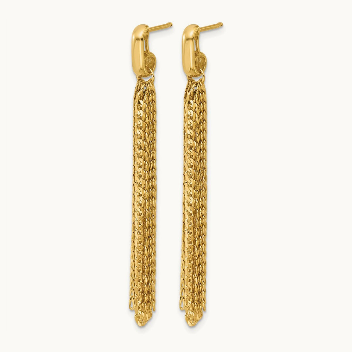 Polished Fancy Curb Link Tassel Post Dangle Earrings, 14K — Leslie's